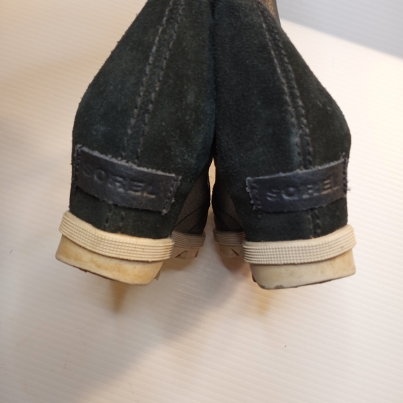 Sorel Joan of Arctic Hidden Wedge water proof boots Sz 4 Leather Dark Blue - Picture 6 of 10